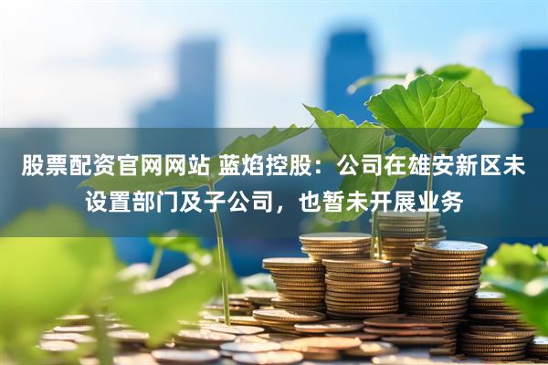股票配资官网网站 蓝焰控股：公司在雄安新区未设置部门及子公司，也暂未开展业务